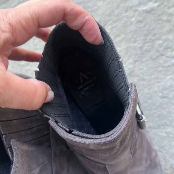 Aquatalia Waterproof Foster Grey Suede Ankle Buckle Booties 8 - Picture 6 of 8